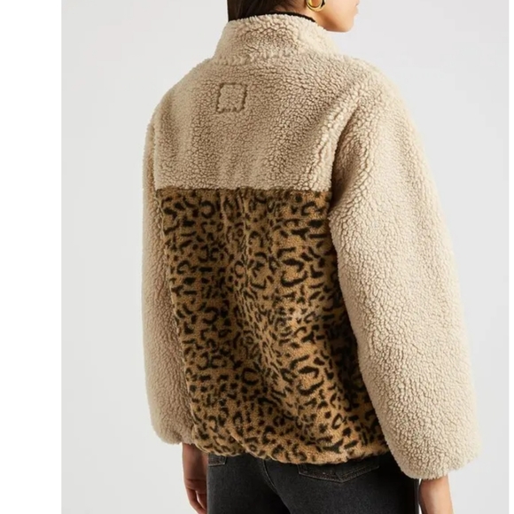 Rails Faux Leopard Fur Sherpa Paneled Pullover Jacket Size Small - Picture 7 of 11